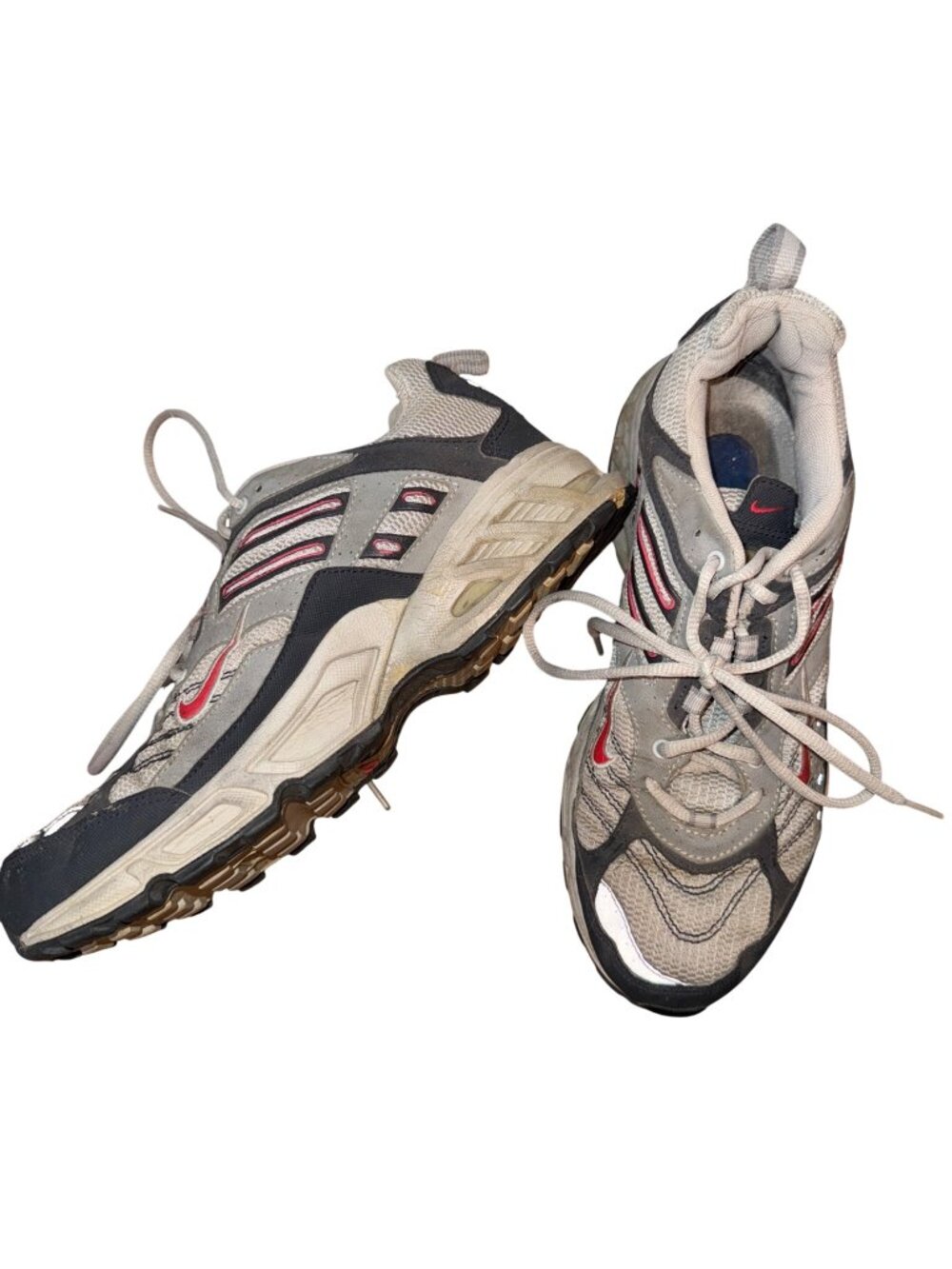 Nike Air Trail Running Shoes Gray/Black/Red Mens Size 11